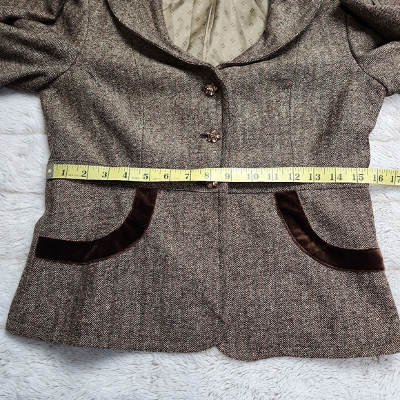 Skirt & blazer set blend herringbone pattern brown colors Size 2 SPIEGEL - Picture 10 of 16